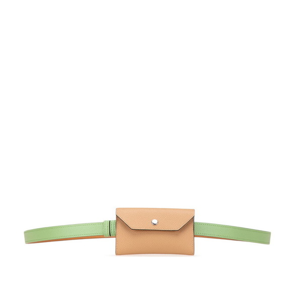 Hermès Kelly Pocket 18 Belt, Vert Cricket, Light Green and Brown, Epsom Leath... - Picture 1 of 13